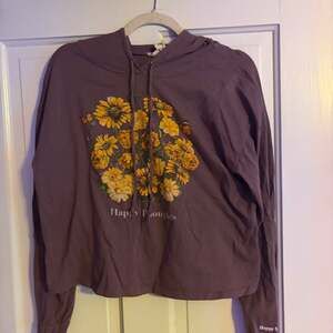 French Pastry 'Happy Thoughts' Sunflower Crop Hoodie